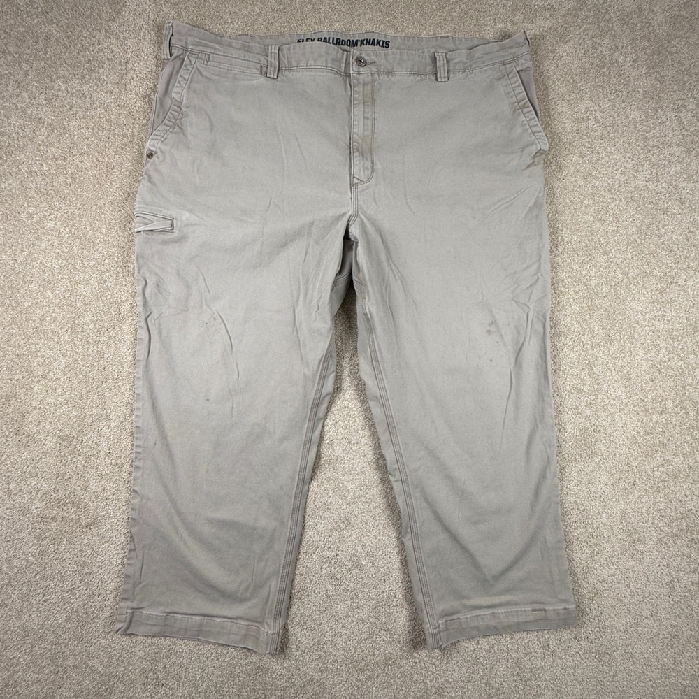 Duluth Trading Co Flex Ballroom Khakis Mens 46x24 Gray Tan Work Pants Utility